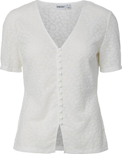 pieces Topp pcBaisy SS Cardigan Jrs BC Hvit