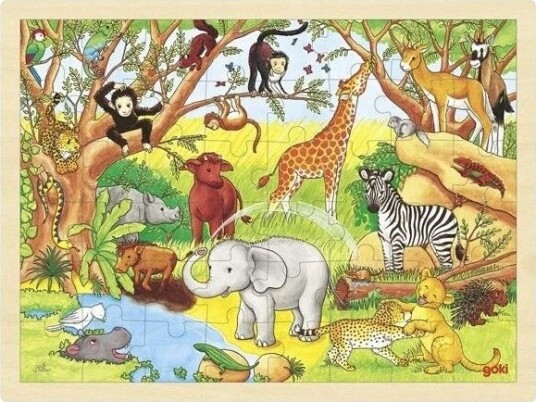 Goki Wooden Jigsaw Puzzle Jungle 48pcs. Tre