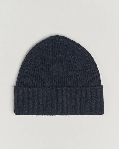 Robert Mackie Kingswell Ribbed Wool/Cashmere Beanie Navy Robert Mackie Kingswell Ribbed Wool/Cashmere Beanie Navy