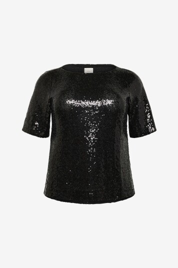 KAFFE Curve Paljettbluse kcMirana Sequin Svart KAFFE Curve Paljettbluse kcMirana Sequin Svart