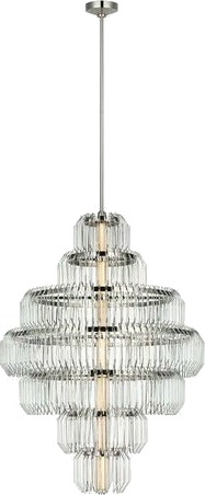 Killarney 32" Layered Chandelier Brass/Clear Crystal