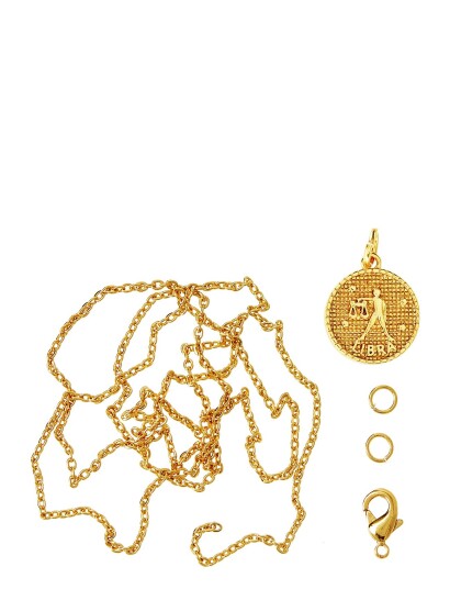 Me & My Box Zodiac Coin Pendant And Chain Set, Libra - Gold - ONE SIZE