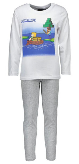 Minecraft Pyjamas Steve & Alex 140 / 10 år Barn Hvit/Grå Minecraft Pyjamas Steve & Alex 140 / 10 år Barn Hvit/Grå