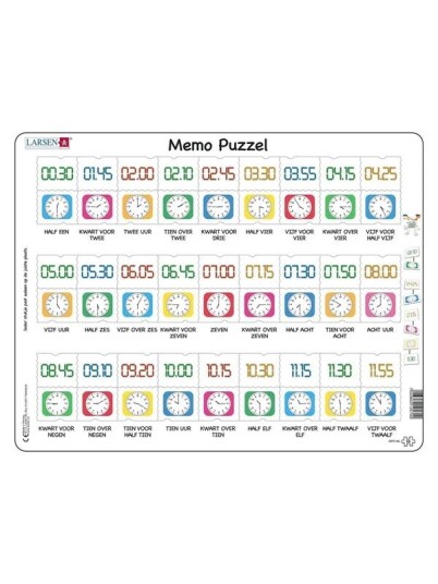 Selecta Play Larsen Memo Puzzle Learning To Tell The Time Traditional And Digital Clock 54 Pcs. Gulv