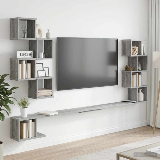 vidaXL Vegghengt TV hylle Grå Sonoma 160 x 15 x 94 cm Konstruert tre