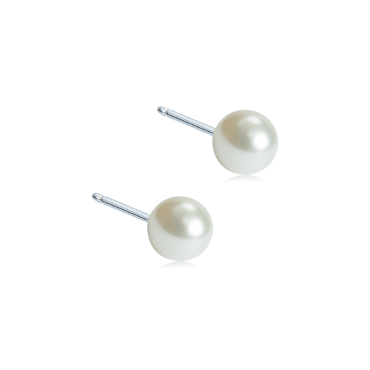 Blomdahl Natural Titanium White Pearl Vit 4 mm
