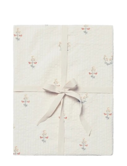 Garbo&Friends Seersucker Fitted Sheet Junior La Fraise Cream