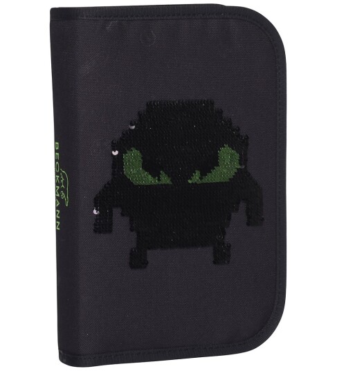 Beckmann Norway Single Section Pencil Case With Content Pixel Black ONE SIZE Beckmann Norway Single Section Pencil Case With Content Pixel Black ONE SIZE