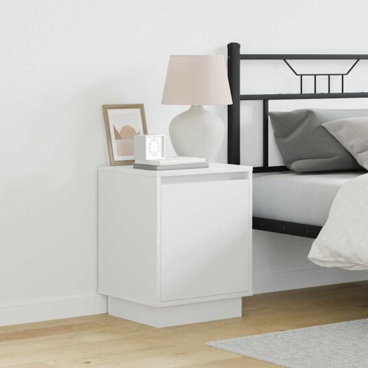  Nattbord med LED lys 2 stk Hvit 39x34,5x50 cm