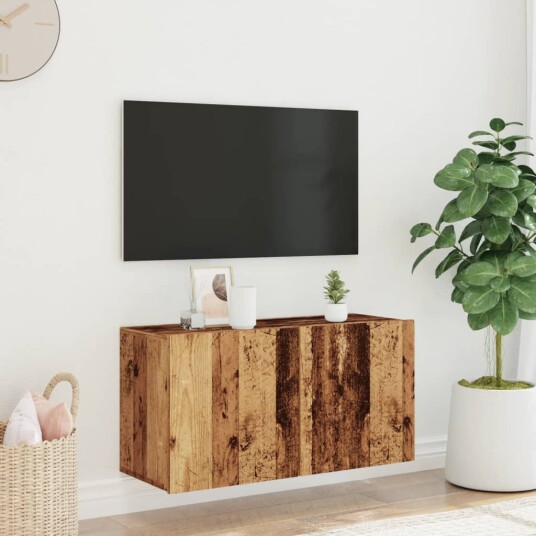 Vegghengt TV benk gammelt tre 80x30x41 cm Vegghengt TV benk gammelt tre 80x30x41 cm