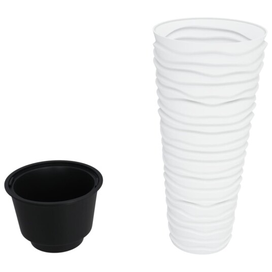 vidaXL Plantekasse med avtakbar potte hvit 18 / 45 L PP rillet