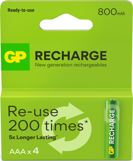 GP 800 mAh Oppladbare AAA Batterier 4-pk Nikkelmetallhydrid