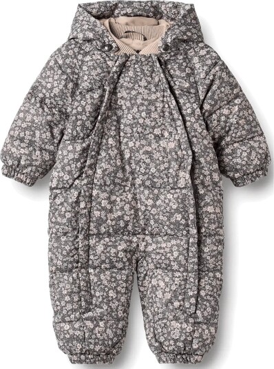 Wheat Puffer Suit Edem - DARK CHARCOAL FLOWERS - 18/24M