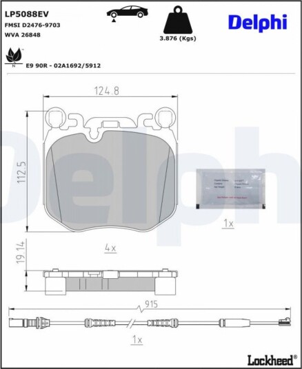 Bremseklosser DELPHI LP5088EV