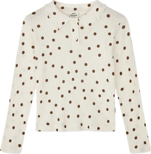 Mads Nørgaard Pointella Lakita Polo Tee L/S Aop VANILLA ICE/COCOA 152