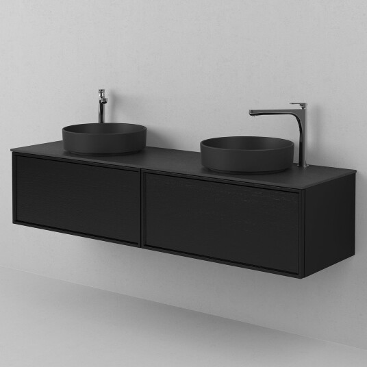INR Iconic Nordic Rooms Air Wood Servantskap 2 Hel Front med Skuffer B1592xh350xd450mm Black oak / 160cm