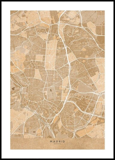 Map of Madrid Spain in sepia vintage style Poster Plakat / 50x70cm Map of Madrid Spain in sepia vintage style Poster Plakat / 50x70cm