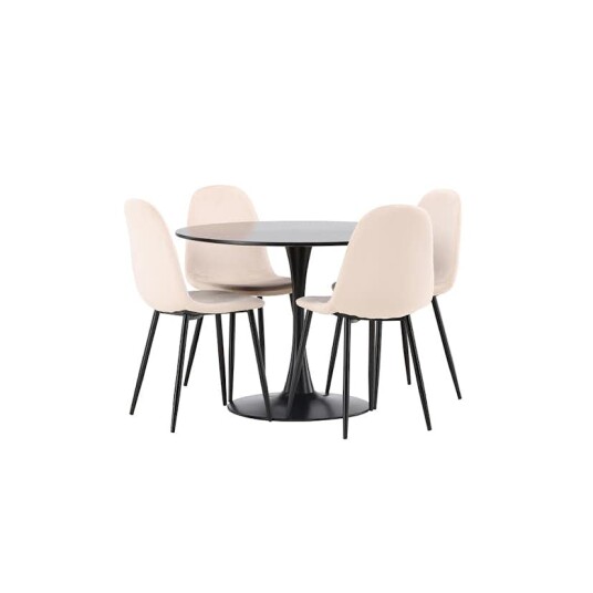 Venture Home Spisegruppe Venture Home Glade Ø 100 cm med 4 Polar Stoler Fløyel GR22904