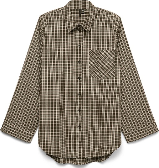 Vero Moda Vmkara Ls Loose Check Shirt Wvn Green XS