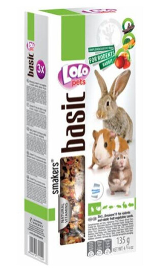 Lolo Pets Lolo Pets Frøstenger Gnager/Kanin Frukt & Grønt 135G