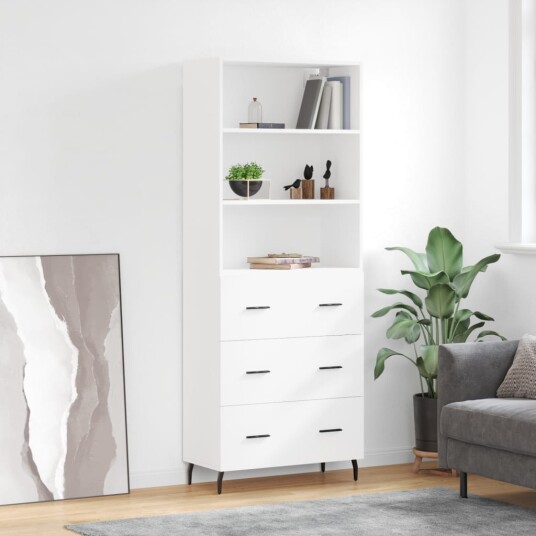 vidaXL Highboard hvit 69,5x34x180 cm konstruert tre 8720845927646