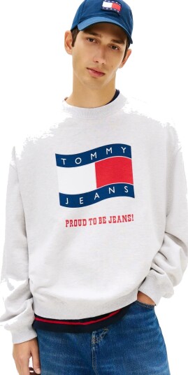 Tommy Jeans Tjm 90S Wavy Flag Crew Ext Grey L