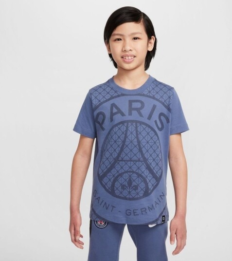 Paris Saint Germain T skjorte Crest blå Barn Nike størrelse S: 128 137 cm