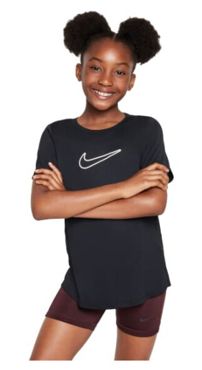 Nike Dri-FIT One Fitted Short Sleeve Jente Black/White XS (7-8)