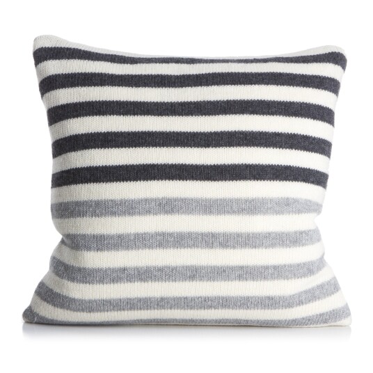 Enjoy Design Pute Tinn m/dunfyll i lammeull striper i offwhite/mørk grå/grå 50x50cm