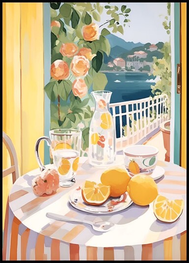 Lemon Morning on the Terrace Mediterranean Summer Plakat Plakat / 70x100cm
