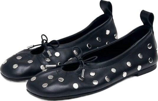 ALOHAS Rosalind All Studs Black Leather Ballet Flats - BLACK - 37