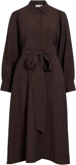 VIALINIA CAROL L/S MIDI SHIRT DRESS/LN COFFE BEAN VIALINIA CAROL L/S MIDI SHIRT DRESS/LN COFFE BEAN