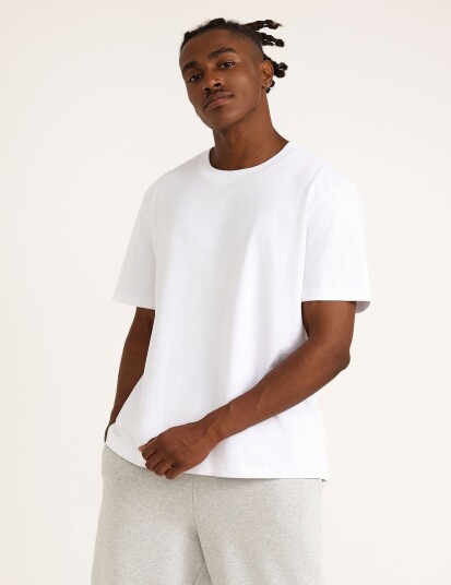 Organic Basics True Heavy Boxy Fit Tee   White   XL