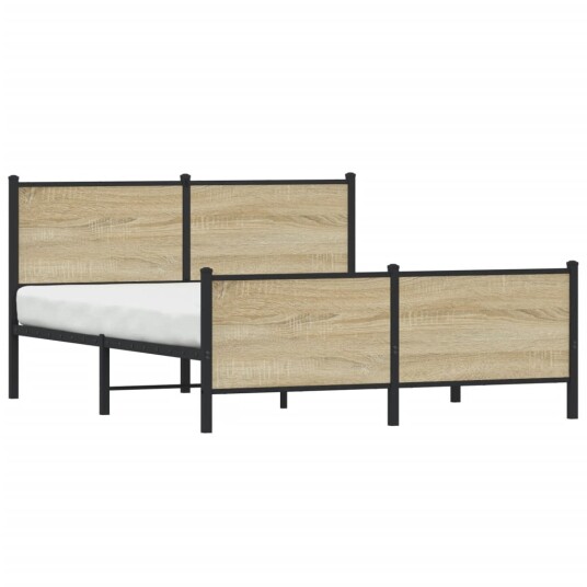  Sengeramme i metall med hode- og fotgavl sonoma eik 137x190 cm 8721102953200
