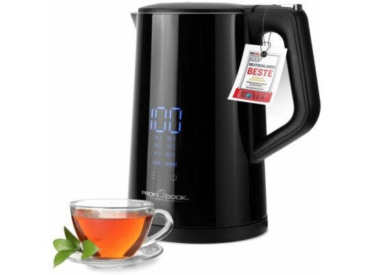 Proficook PC-WKS 1243 Vannkoker 1,7L 2200W Svart Rustfritt Stål med Justerbar Termostat