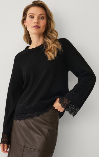Ellos Collection - Genser med blondedetalj - Svart