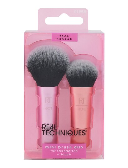 Real Techniques Real Techniques Mini Brush Duo - Pink - ONE SIZE Real Techniques Real Techniques Mini Brush Duo - Pink - ONE SIZE