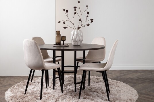 Venture Home Copenhagen Spisegruppe 115 cm Rund med 4 Polar Stoler Beige
