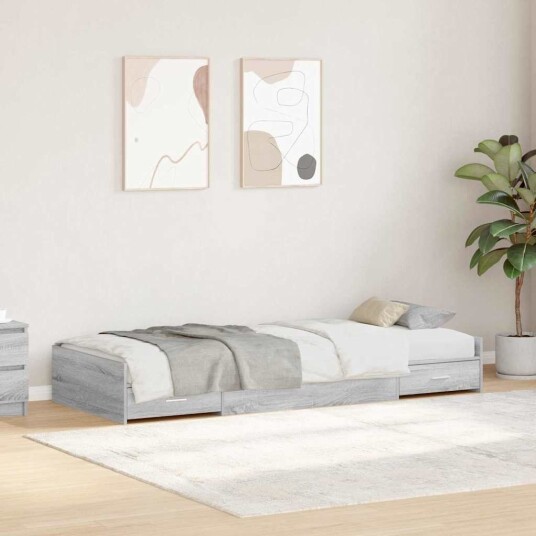  Sengestamme med skuff Grå Sonoma 90 x 200 cm Konstruert tre