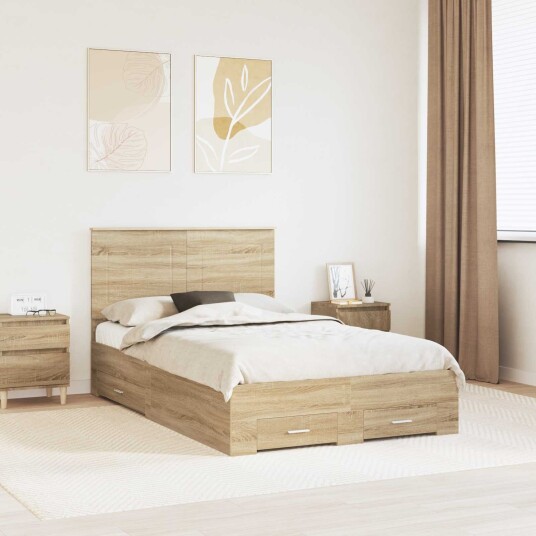  Sengestamme med skuff Sonoma eik 135 x 190 cm Konstruert tre