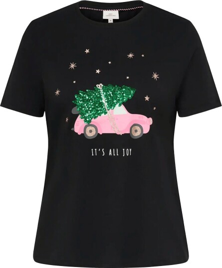 ONLY Carmakoma Carkita Reg S/S Tee Xmas Jrs BLACK 50 52
