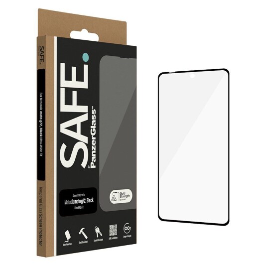 PanzerGlass Motorola Moto G72 Safe By PanzerGlass™ Ultra-Wide Fit Beskyttelsesglass - Case Friendly - Gold Strength - Gjennomsiktig