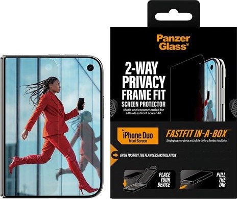 PanzerGlass 2-Way Privacy Screen Protector Apple iPhone Duo | Ultra-Wide Fit w. FASTFIT IN-A-BOX (sub-screen)