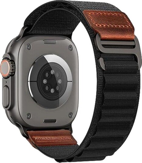 Nylonarmbånd til Apple Watch 44/45/46/49 mm – Svart / Alpina Loop / Nylonarmbånd