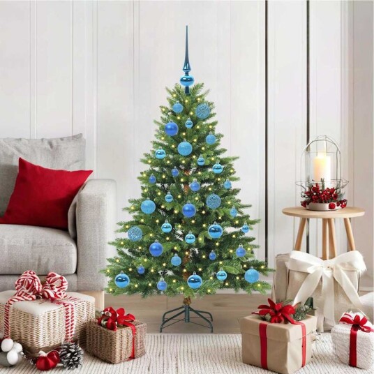 Kunstig juletre med 150 LED med stativ grønn 120 cm PE og PVC