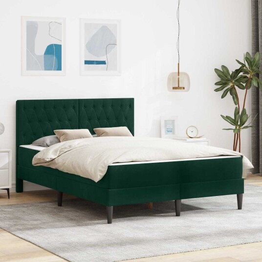vidaXL Sengeramme med madrass Mørkegrønn 120 x 200 cm Fløyel vidaXL Sengeramme med madrass Mørkegrønn 120 x 200 cm Fløyel