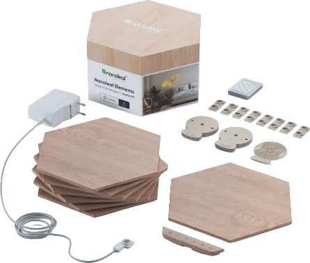 Nanoleaf Elements Wood - startpakke med 7 paneler Nanoleaf Elements Wood - startpakke med 7 paneler