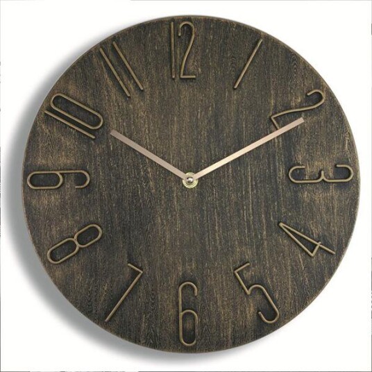 Minimalistisk analog veggklokke 30 cm   bronse