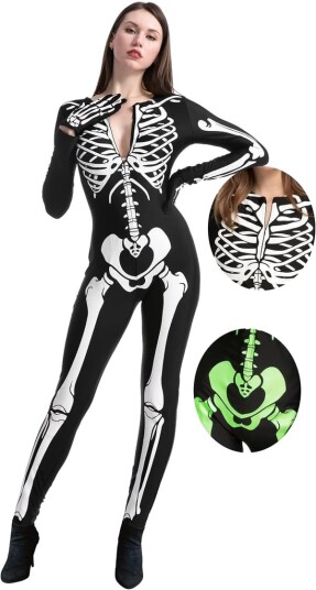 Halloween Selvlysende Skjelettkostyme til Barn og Voksen