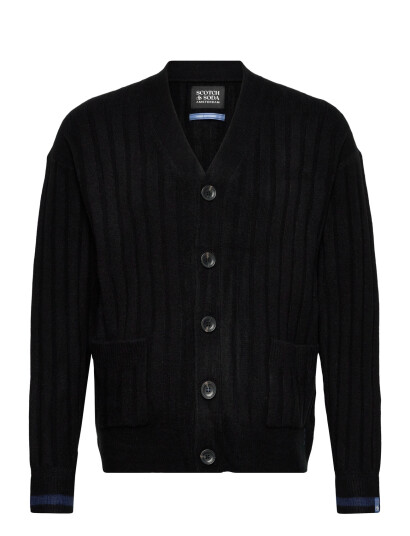 Scotch & Soda Soft Knit Dropped Shoulder Cardigan - Black - XXL